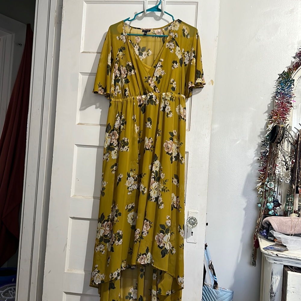 Yellow High Low Floral dress